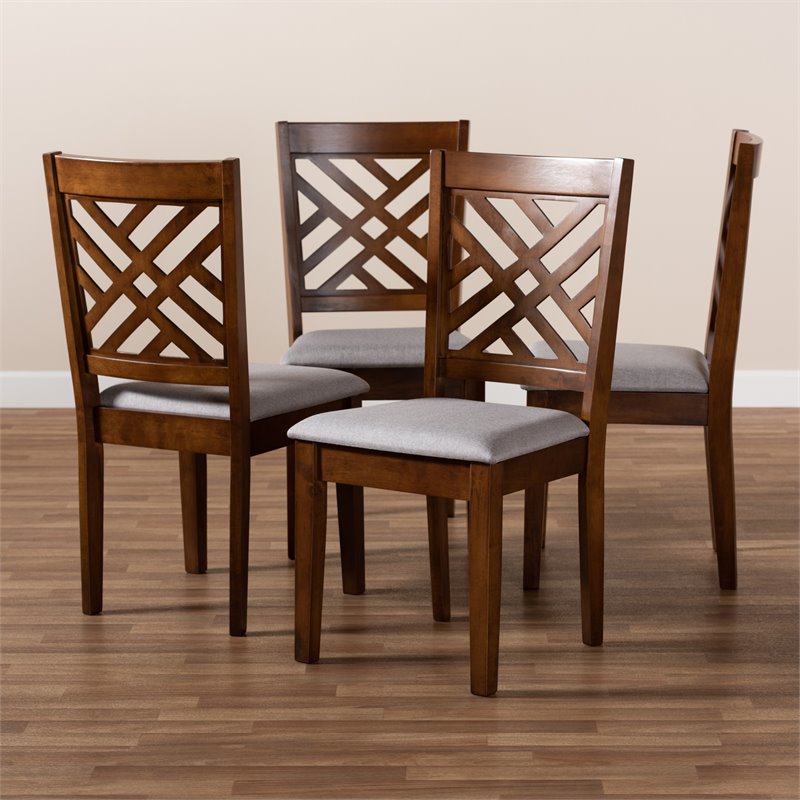 Baxton Studio Caron Wood Dining Chairs in Gray (Set of 4)