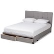 Baxton Studio Netti Fabric Tufted Platform Storage Queen Bed in Light Gray