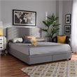 Baxton Studio Netti Fabric Tufted Platform Storage Queen Bed in Light Gray