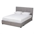 Baxton Studio Netti Fabric Tufted Platform Storage Queen Bed in Light Gray