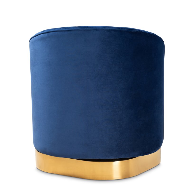 Baxton Studio Fiore Velvet and Brushed Gold Swivel Accent Chair in Royal Blue