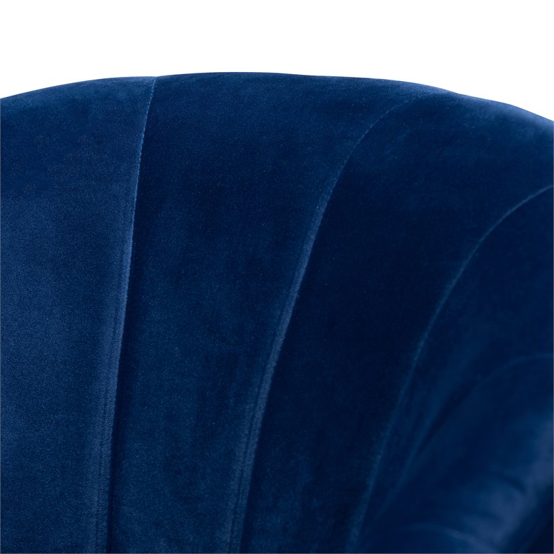 Baxton Studio Fiore Velvet and Brushed Gold Swivel Accent Chair in Royal Blue