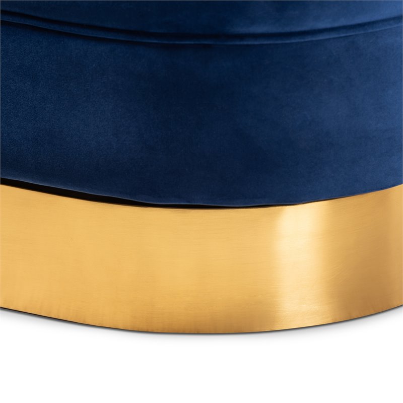 Baxton Studio Fiore Velvet and Brushed Gold Swivel Accent Chair in Royal Blue