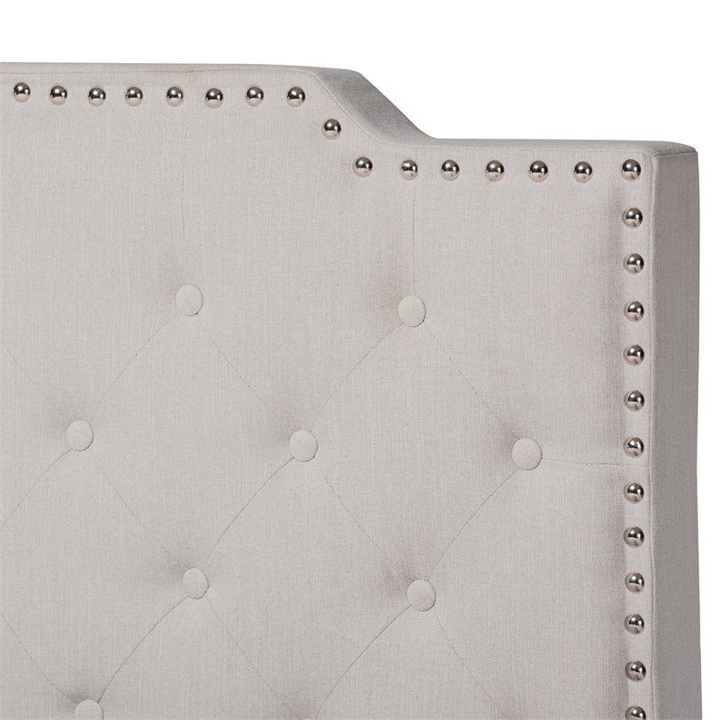 Baxton Studio Transitional Wood Queen Size Beige Button Tufted Panel Bed