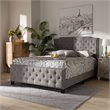 Baxton Studio Marion Queen Size Grey Upholstered Button Tufted Panel Bed