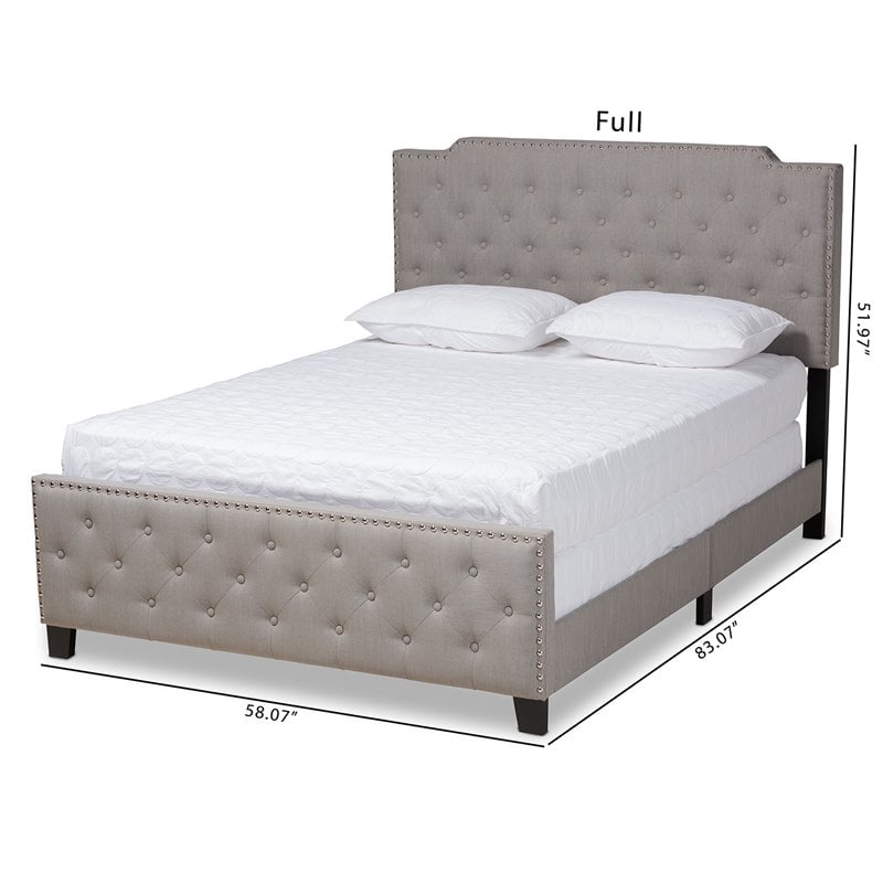 Baxton Studio Marion Queen Size Grey Upholstered Button Tufted Panel Bed