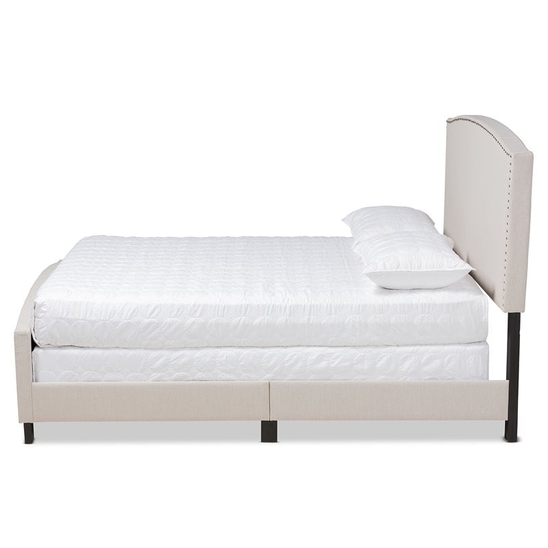 Baxton Studio Morgan King Size Beige Upholstered Panel Bed