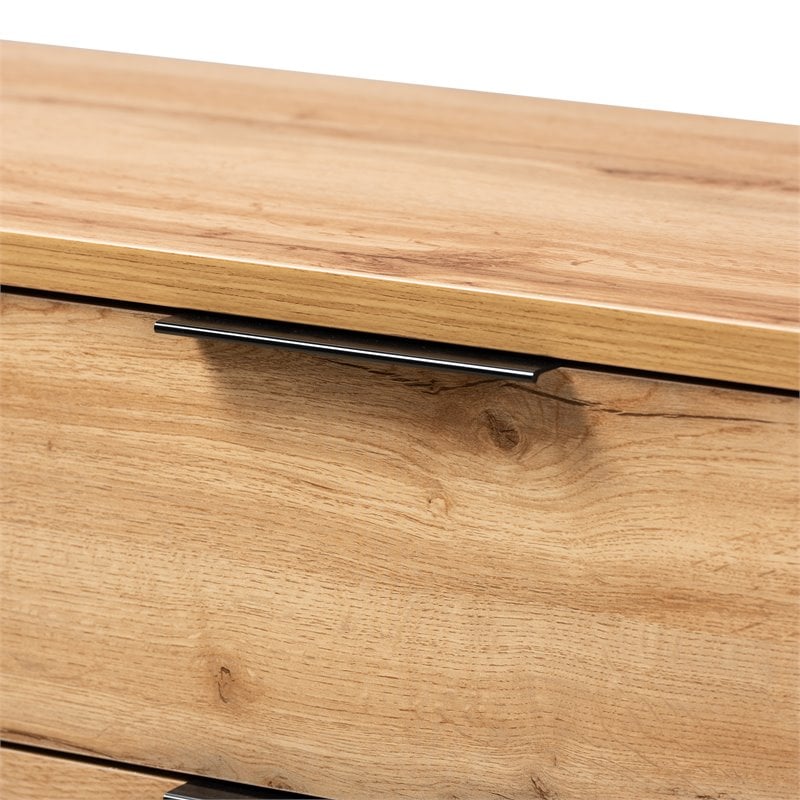 Baxton Studio Reid Industrial Oak Finished Wood Black Metal 4-Drawer Dresser