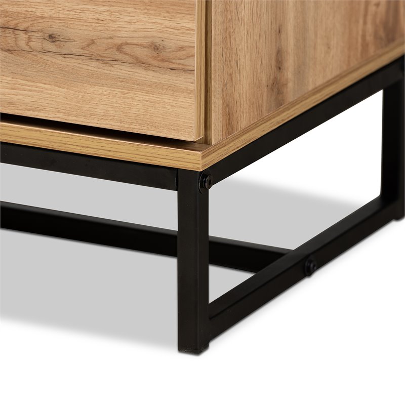Baxton Studio Reid Industrial Oak Finished Wood Black Metal 4-Drawer Dresser