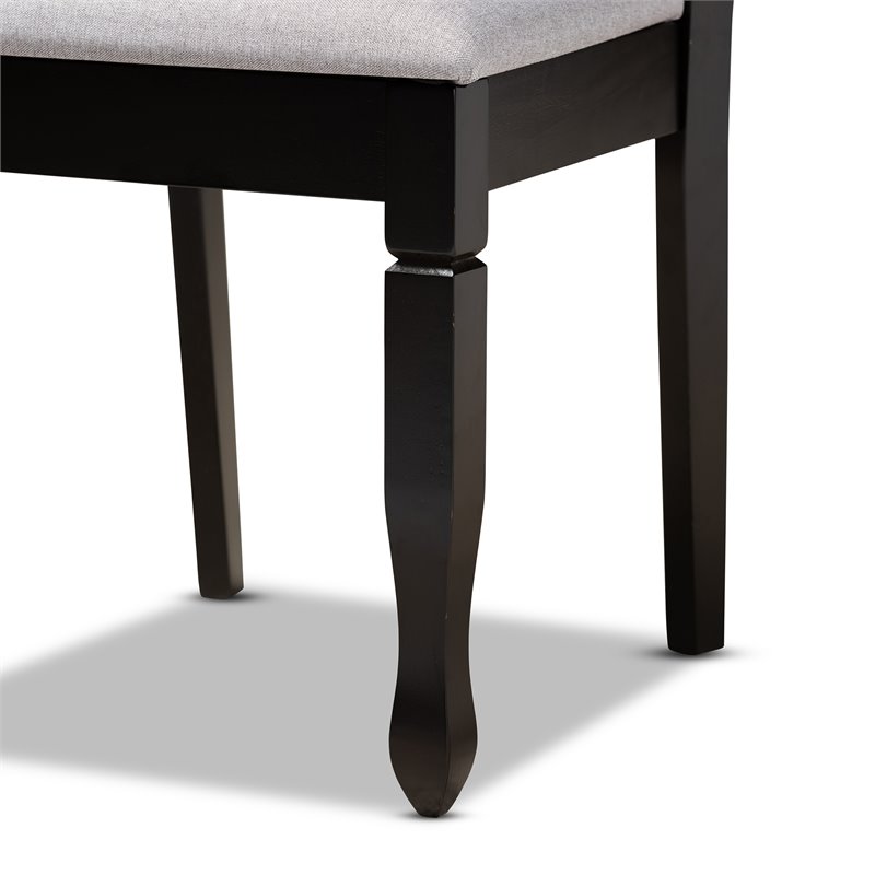 Set of 2 Baxton Studio Reneau Grey Upholstered Espresso Wood Dining Chairs