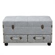 Baxton Studio Flynn Grey Upholstered 2-Drawer Storage Trunk Ottoman