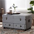 Baxton Studio Flynn Grey Upholstered 2-Drawer Storage Trunk Ottoman