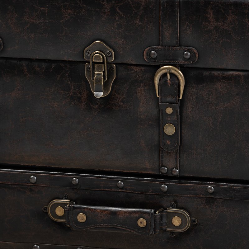 Baxton Studio Callum Dark Brown Faux Leather Upholstered Storage Trunk Ottoman