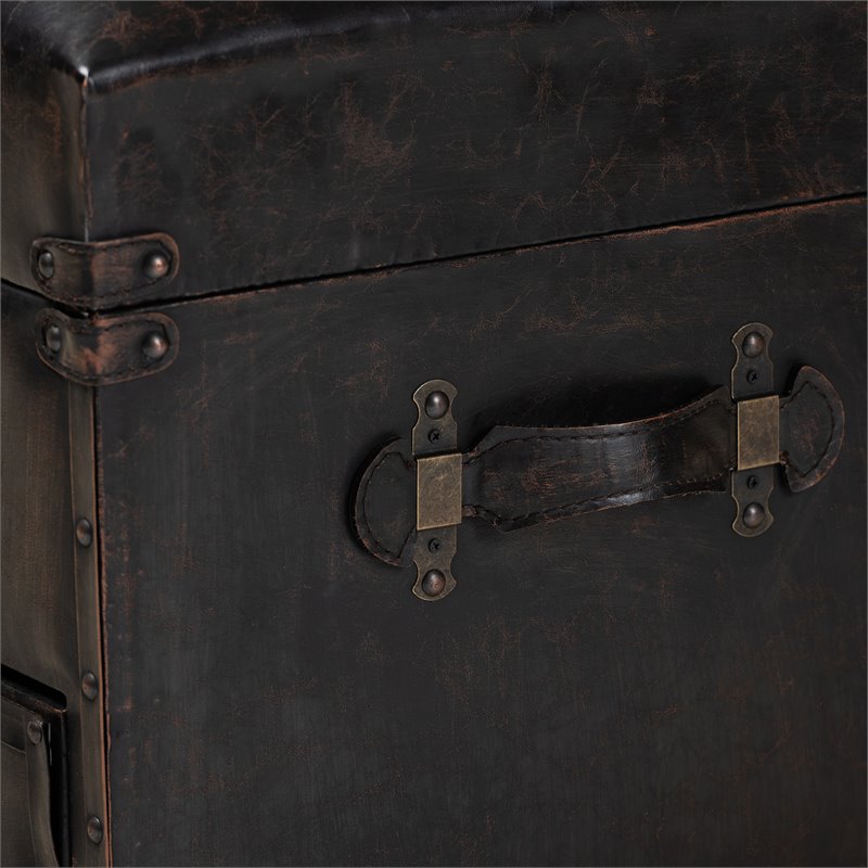 Baxton Studio Callum Dark Brown Faux Leather Upholstered Storage Trunk Ottoman