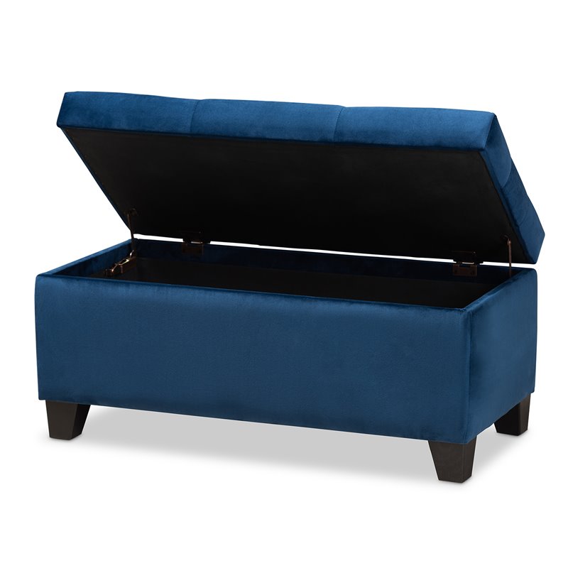 Baxton Studio Michaela Navy Blue Velvet Upholstered Storage Ottoman