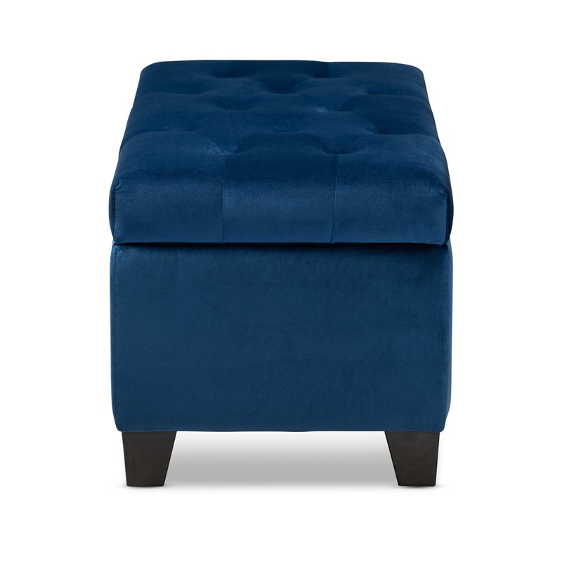 Baxton Studio Michaela Navy Blue Velvet Upholstered Storage Ottoman