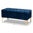 Baxton Studio Valere Navy Blue Velvet Gold Button Tufted Storage Ottoman