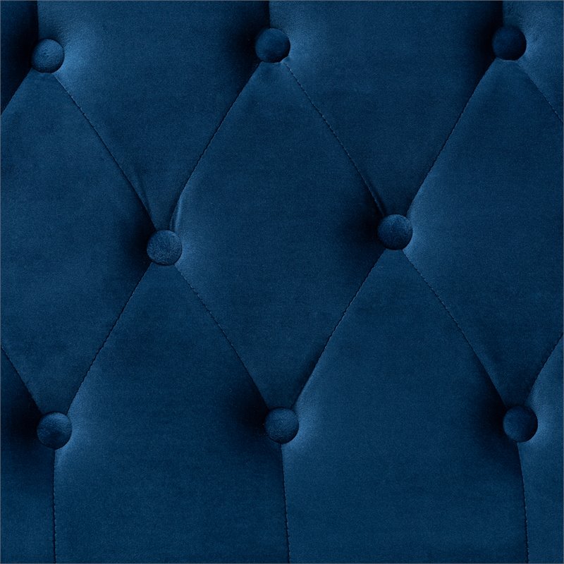 Baxton Studio Valere Navy Blue Velvet Gold Button Tufted Storage Ottoman