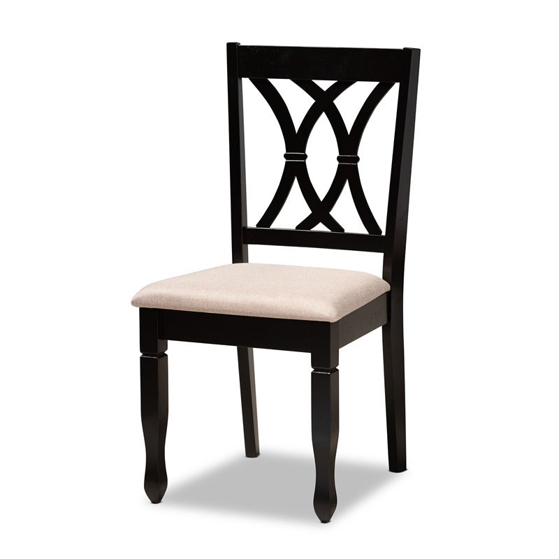 Baxton Studio Reneau Sand Upholstered Espresso Wood 7-Piece Dining Set