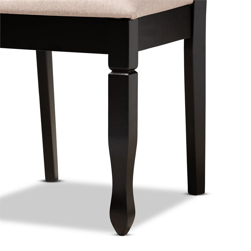 Baxton Studio Reneau Sand Upholstered Espresso Wood 7-Piece Dining Set