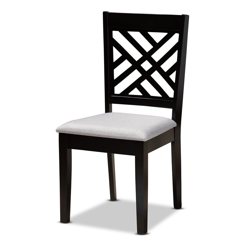 Baxton Studio Caron Grey Upholstered Espresso Wood 7-Piece Dining Set