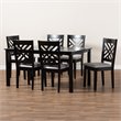 Baxton Studio Caron Grey Upholstered Espresso Wood 7-Piece Dining Set