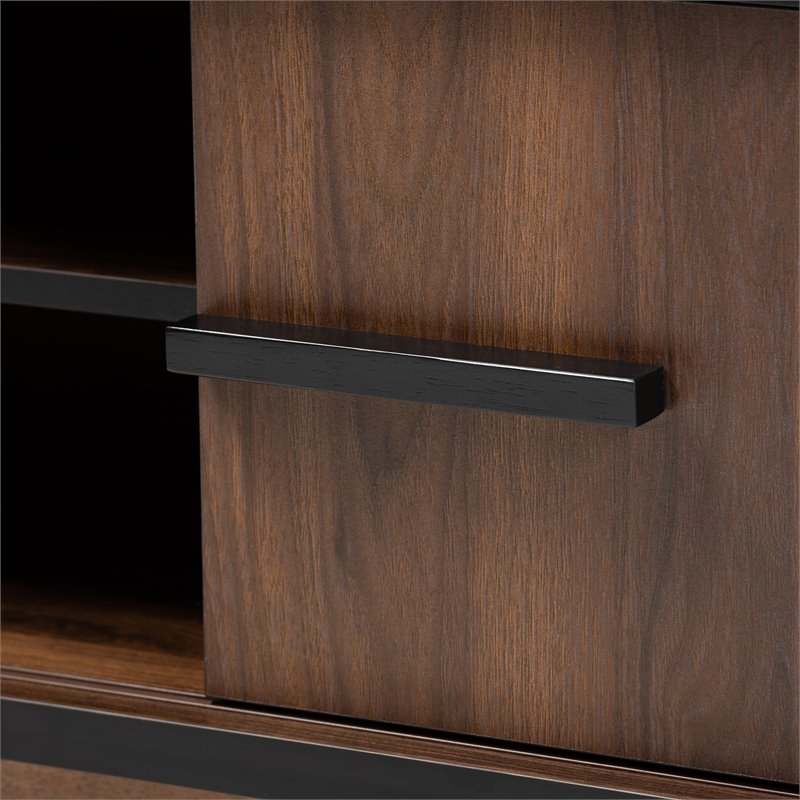 Baxton Studio Margo Walnut Brown and Black Finished Wood Wine Storage Cabinet