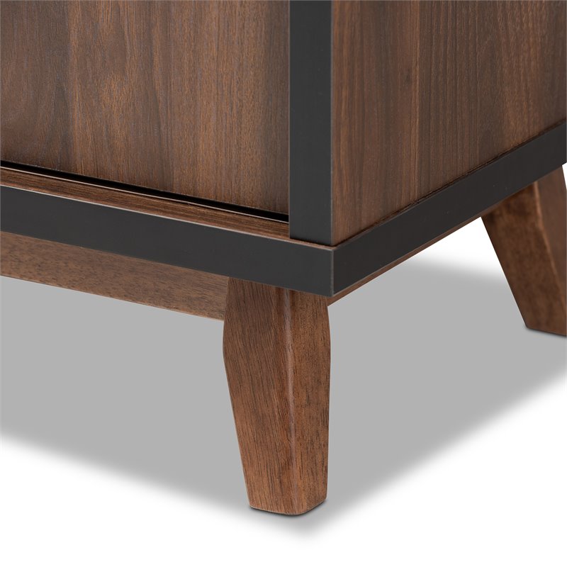 Baxton Studio Margo Walnut Brown and Black Finished Wood Wine Storage Cabinet