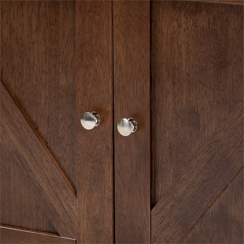 Baxton Studio Carrie Walnut Brown Finished Wood Wine Storage Cabinet