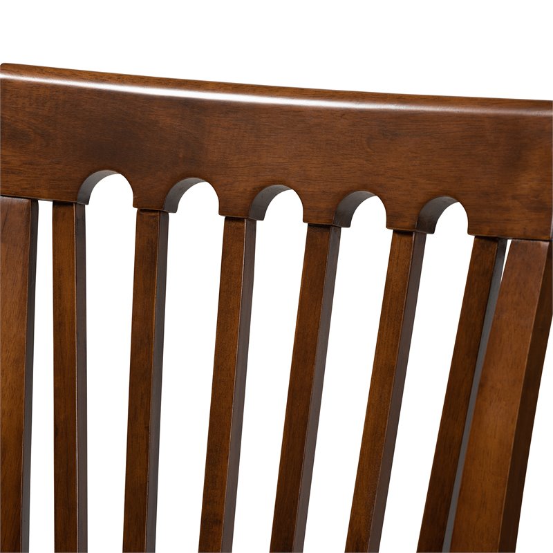 Set of 4 Baxton Studio Minette Gray Upholstered Walnut Finished Dining Chairs