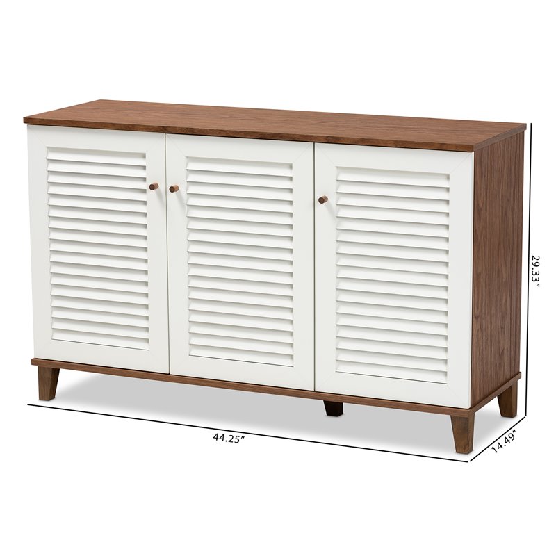 Baxton Studio Coolidge Walnut Finished 8-Shelf Wood Shoe Cabinet