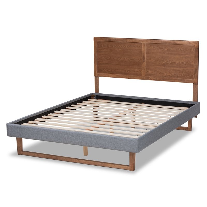 Baxton Studio Allegra Queen Size Dark Gray Upholstered Wood Platform Bed