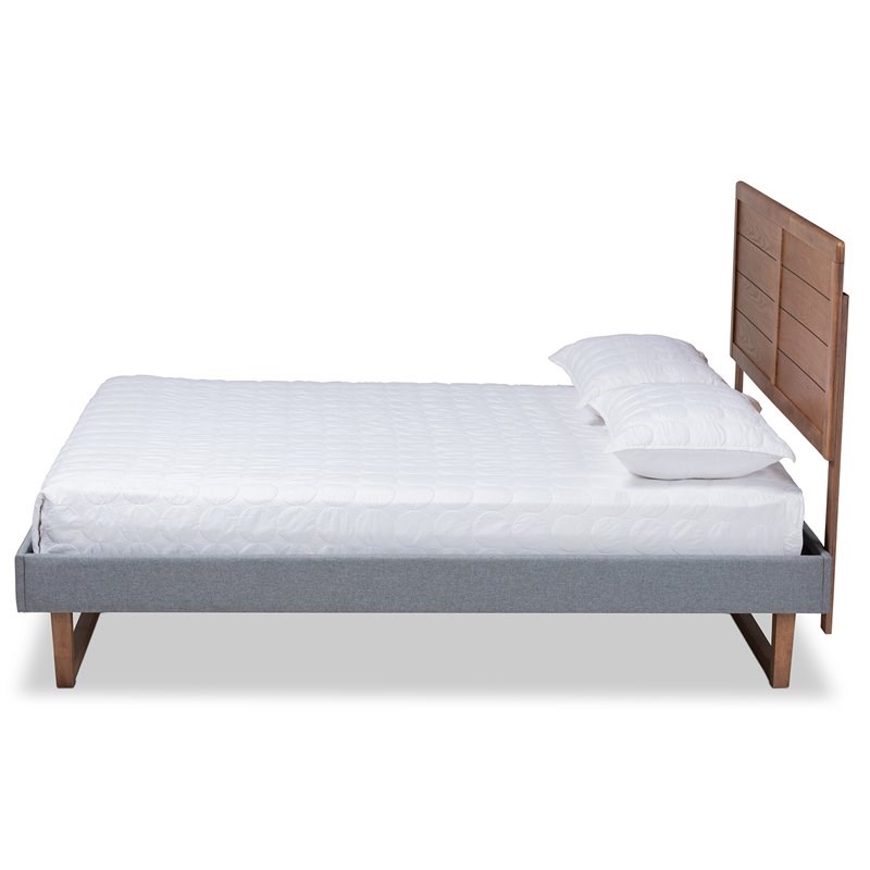 Baxton Studio Gabriela Queen Size Dark Gray Upholstered Wood Platform Bed