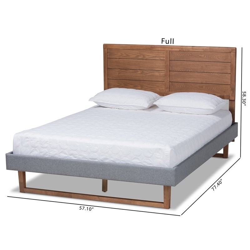 Baxton Studio Gabriela Queen Size Dark Gray Upholstered Wood Platform Bed