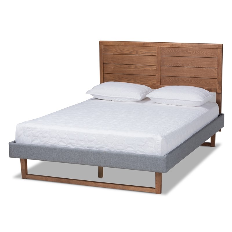 Baxton Studio Gabriela Queen Size Dark Gray Upholstered Wood Platform Bed
