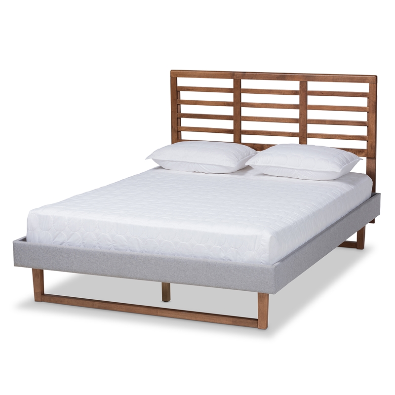 Baxton Studio Luciana Full Size Light Gray Upholstered Wood Platform Bed