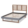 Baxton Studio Rina Full Size Dark Gray Upholstered Ash Walnut Wood Platform Bed