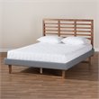 Baxton Studio Rina Full Size Dark Gray Upholstered Ash Walnut Wood Platform Bed