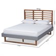 Baxton Studio Rina Full Size Dark Gray Upholstered Ash Walnut Wood Platform Bed