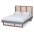 Baxton Studio Rina Full Size Dark Gray Upholstered Ash Walnut Wood Platform Bed