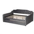 Baxton Studio Freda Gray Velvet Button Tufted Full Size Wood Daybed with Trundle