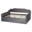 Baxton Studio Freda Gray Velvet Button Tufted Full Size Wood Daybed