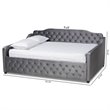 Baxton Studio Freda Gray Velvet and Button Tufted Queen Size Wood Daybed