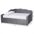 Baxton Studio Freda Gray Velvet and Button Tufted Queen Size Wood Daybed