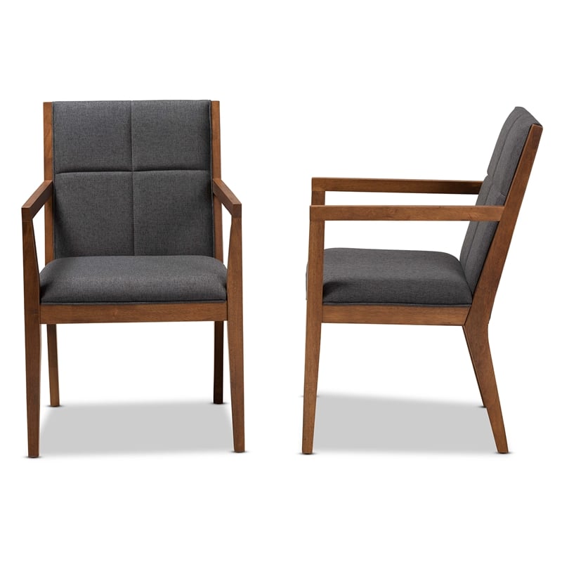 Baxton Studio Theresa Dark Gray Upholstered Wood Accent Chair (Set of 2)