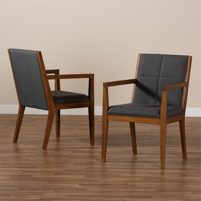 Baxton Studio Theresa Dark Gray Upholstered Wood Accent Chair (Set of 2)