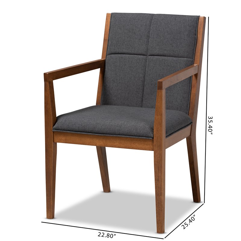 Baxton Studio Theresa Dark Gray Upholstered Wood Accent Chair (Set of 2)