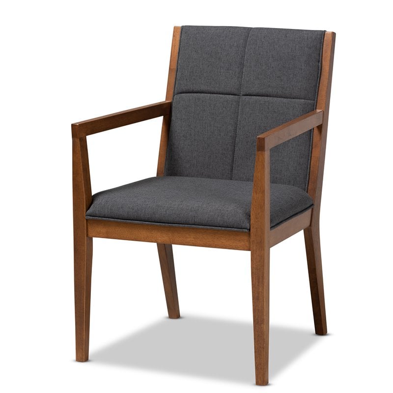 Baxton Studio Theresa Dark Gray Upholstered Wood Accent Chair (Set of 2)