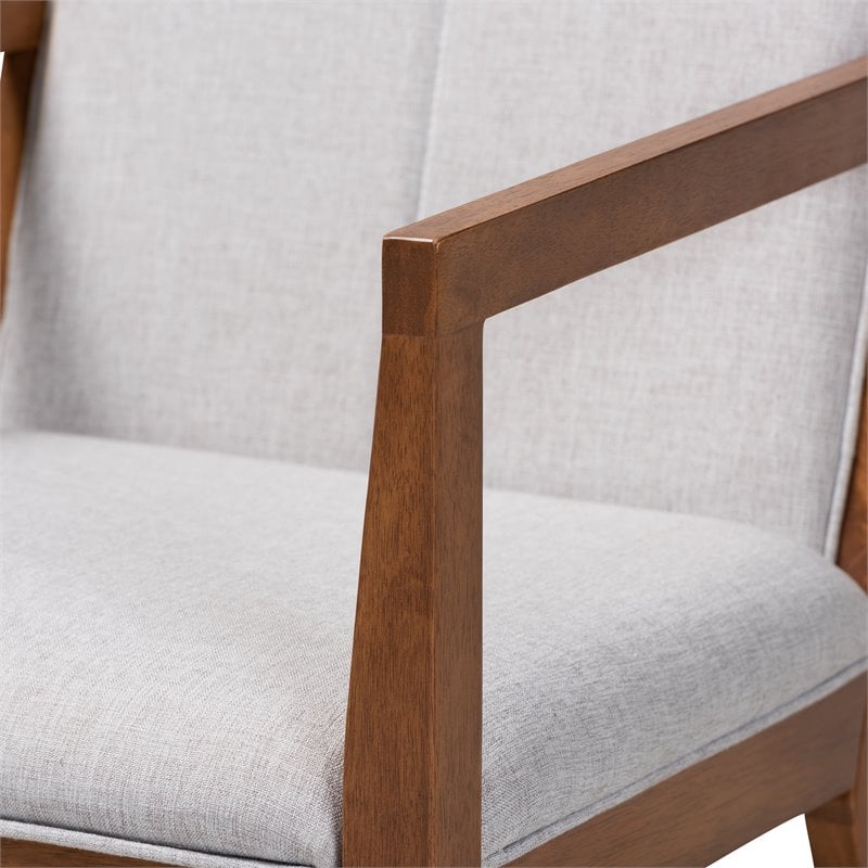 Baxton Studio Theresa Grayish Beige Upholstered Wood Accent Chair (Set of 2)