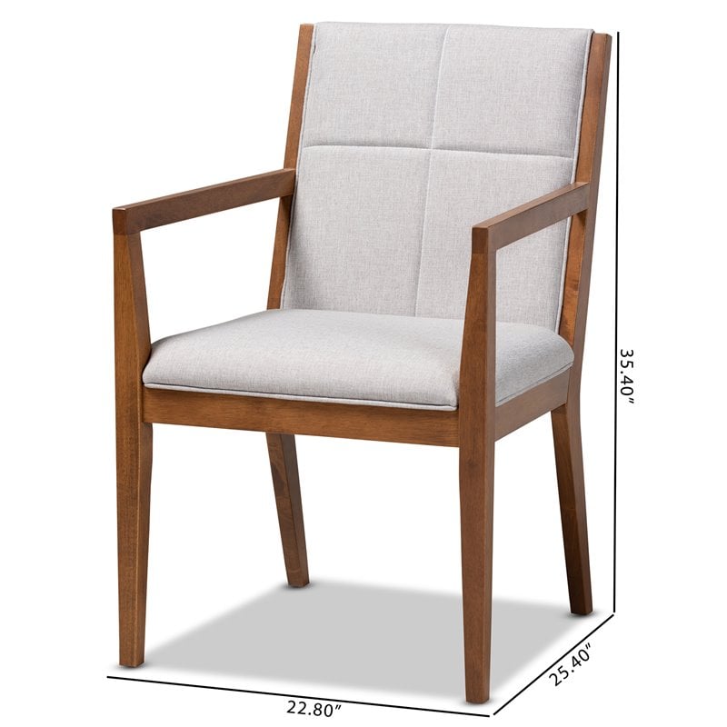 Baxton Studio Theresa Grayish Beige Upholstered Wood Accent Chair (Set of 2)